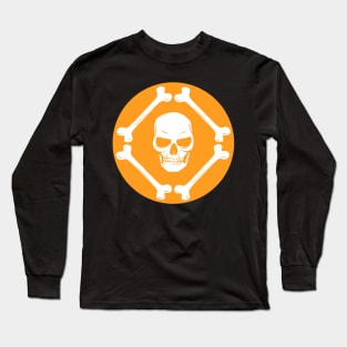 Skull and bones pattern pumpkin orange & white Long Sleeve T-Shirt